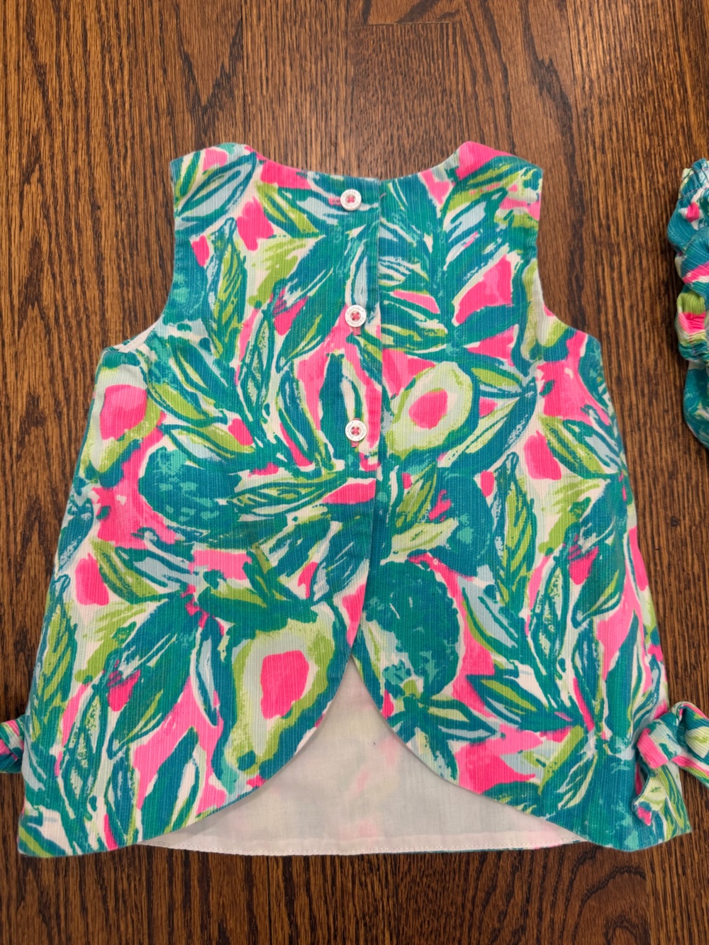 Lily Pulitzer Girls Tropical Print Dress with Bloomers - Pink & Teal - Picture 3 of 4